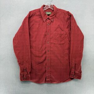 Eddie Bauer Mens Large Red Plaid Button Down Long Sleeve Shirt 100 Cotton